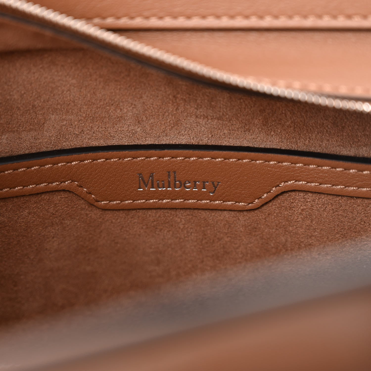 Mulberry Small Classic Silky Calfskin Mini Zipped Bayswater Teak 6 of 11