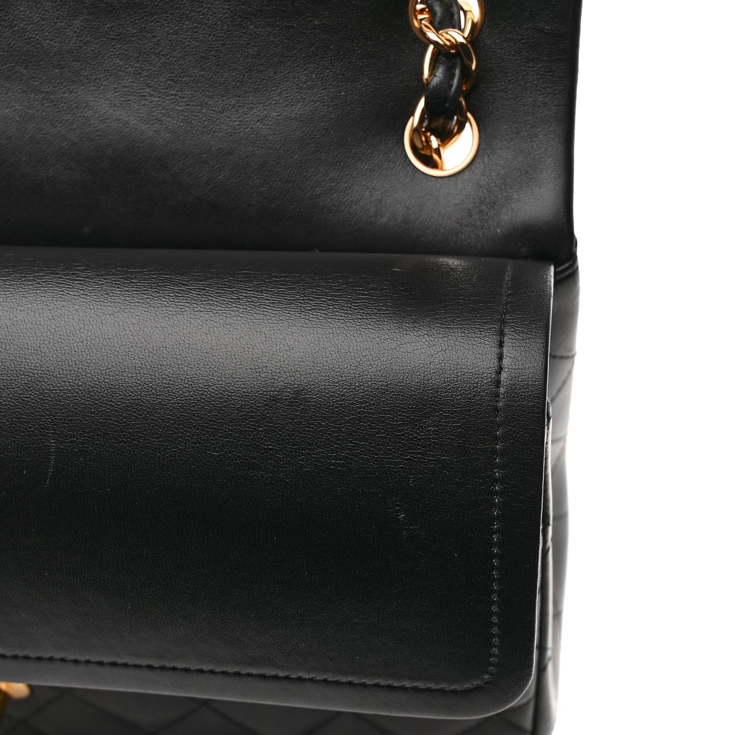 Lambskin Quilted Jumbo Double Flap Black