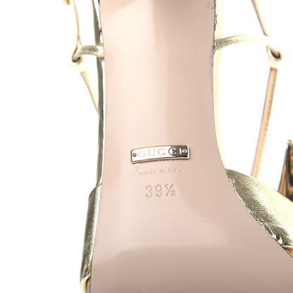 Gucci Metallic Nappa Bow Daphne Mid Heel Sandals 39.5 Gold 9 of 11