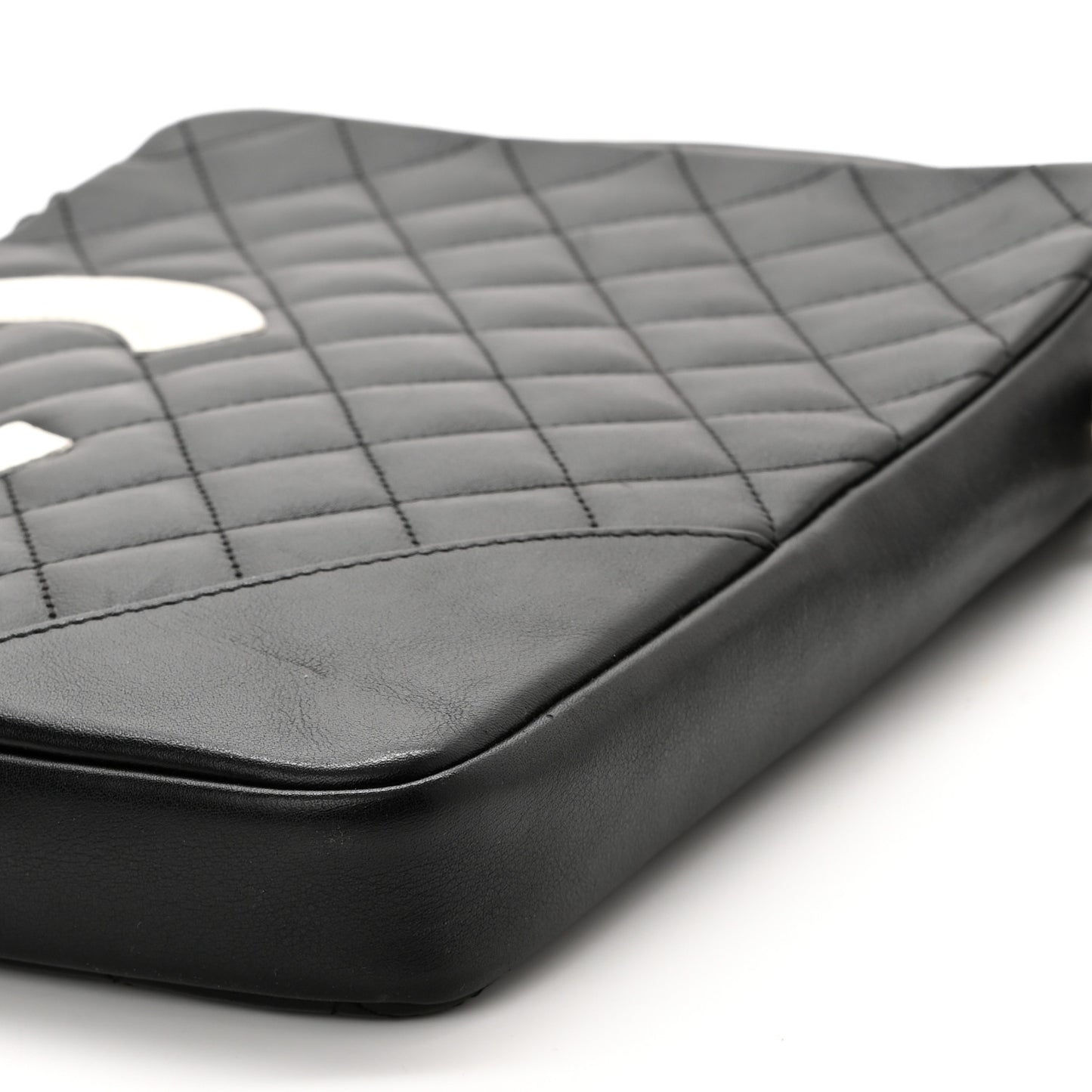 Calfskin Quilted Medium Cambon Messenger Black White