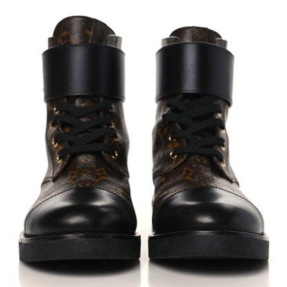 Louis Vuitton Calfskin Monogram Wonderland Flat Ranger Boots 39 Black 2 of 9