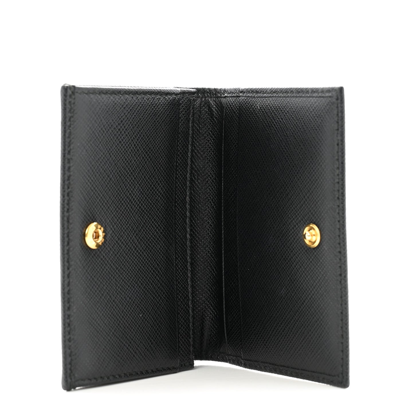 Saffiano Metal Bi-Fold Card Holder Wallet Black