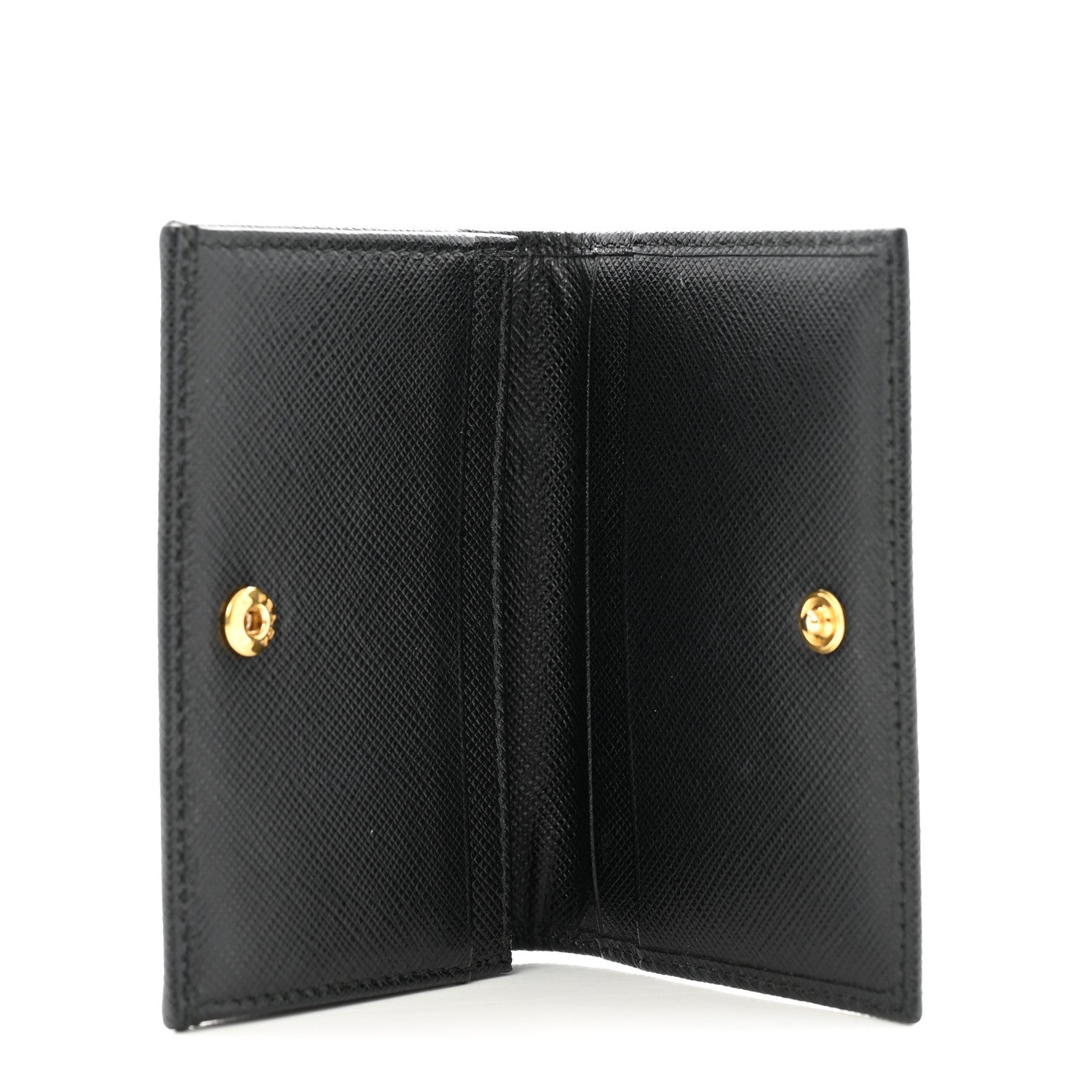 Prada Saffiano Metal Bi-Fold Card Holder Wallet Black 5 of 8