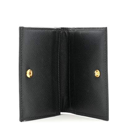 Prada Saffiano Metal Bi-Fold Card Holder Wallet Black 5 of 8