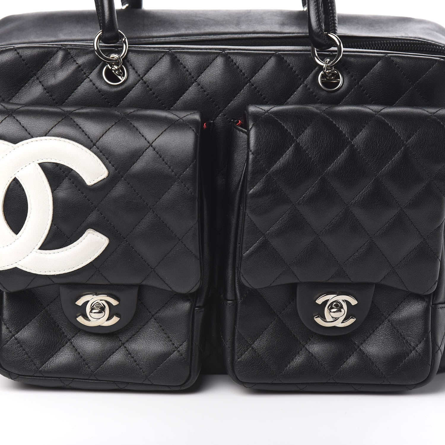 Chanel Calfskin Quilted Large Cambon Multipocket Reporter Black White 10 of 10