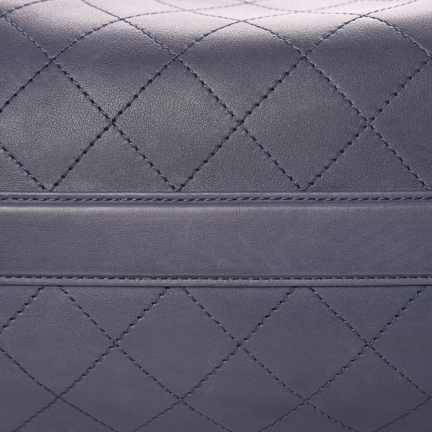 Chanel Calfskin Stitched Large Drawstring CC Bag Blue 11 of 15