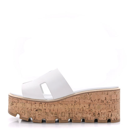 Hermes Calfskin Cork Eze 30 Sandals 36 White 1 of 9