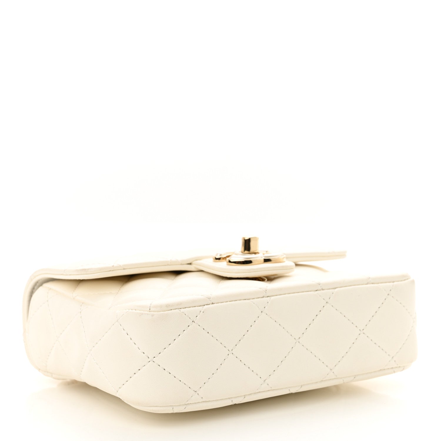 Chanel Lambskin Resin Quilted Mini Heart Square Flap White 4 of 11