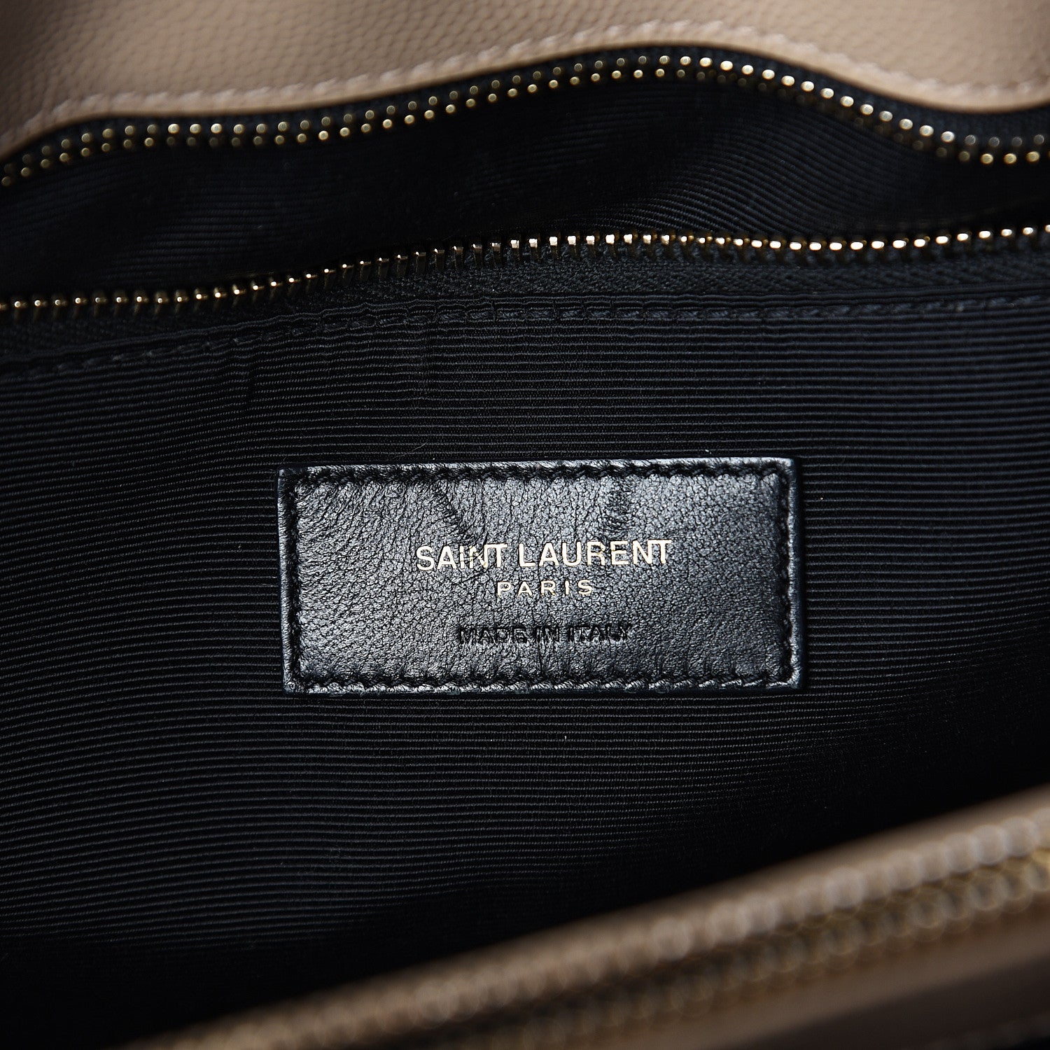 Saint Laurent Grain De Poudre Matelasse Chevron Monogram Shopping Bag Dark Beige 5 of 8