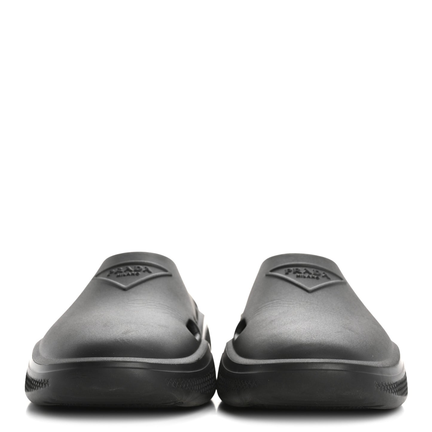 Soft Mellow Rubber Triangle Logo Embossed Womens 25mm Mules 35 Black