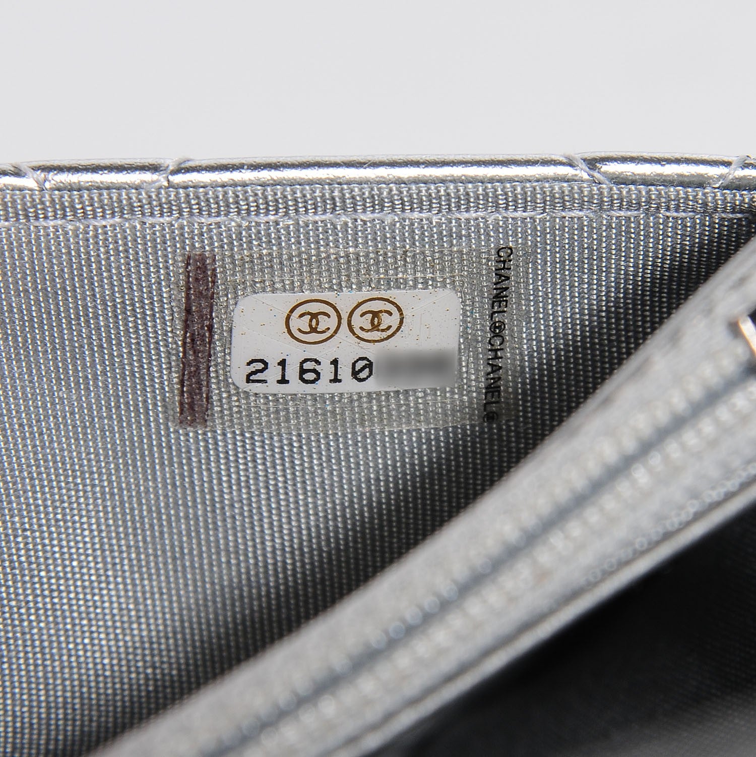 Chanel Metallic Patent Calfskin Quilted Boy Wallet on Chain WOC Silver 7 of 8