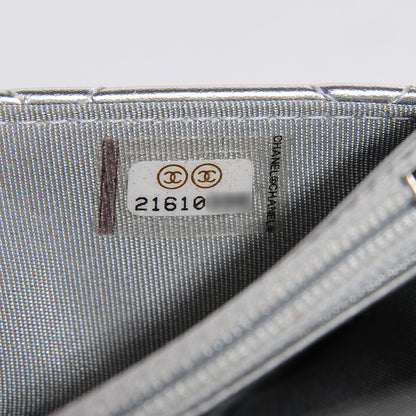 Chanel Metallic Patent Calfskin Quilted Boy Wallet on Chain WOC Silver 7 of 8