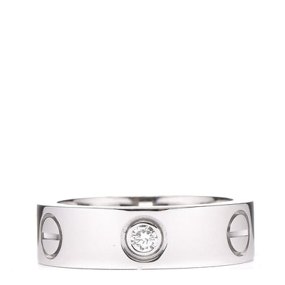 Cartier 18K White Gold 3 Diamond 5.5mm LOVE Ring 50 5.25 1 of 4