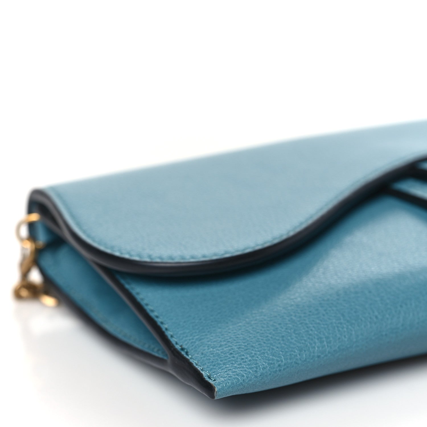 Christian Dior Goatskin Saddle Long Wallet With Chain Cerulean Blue 8 of 9