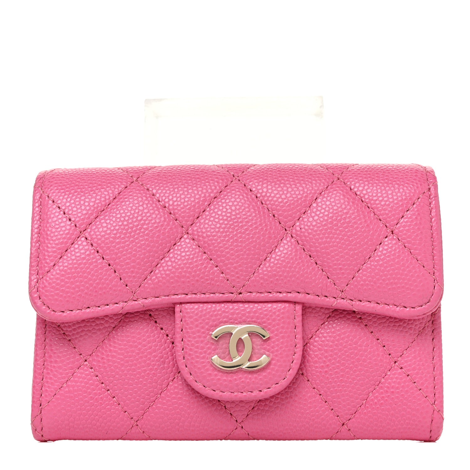 Chanel Caviar Quilted Flap Card Holder Pink 1 of 11