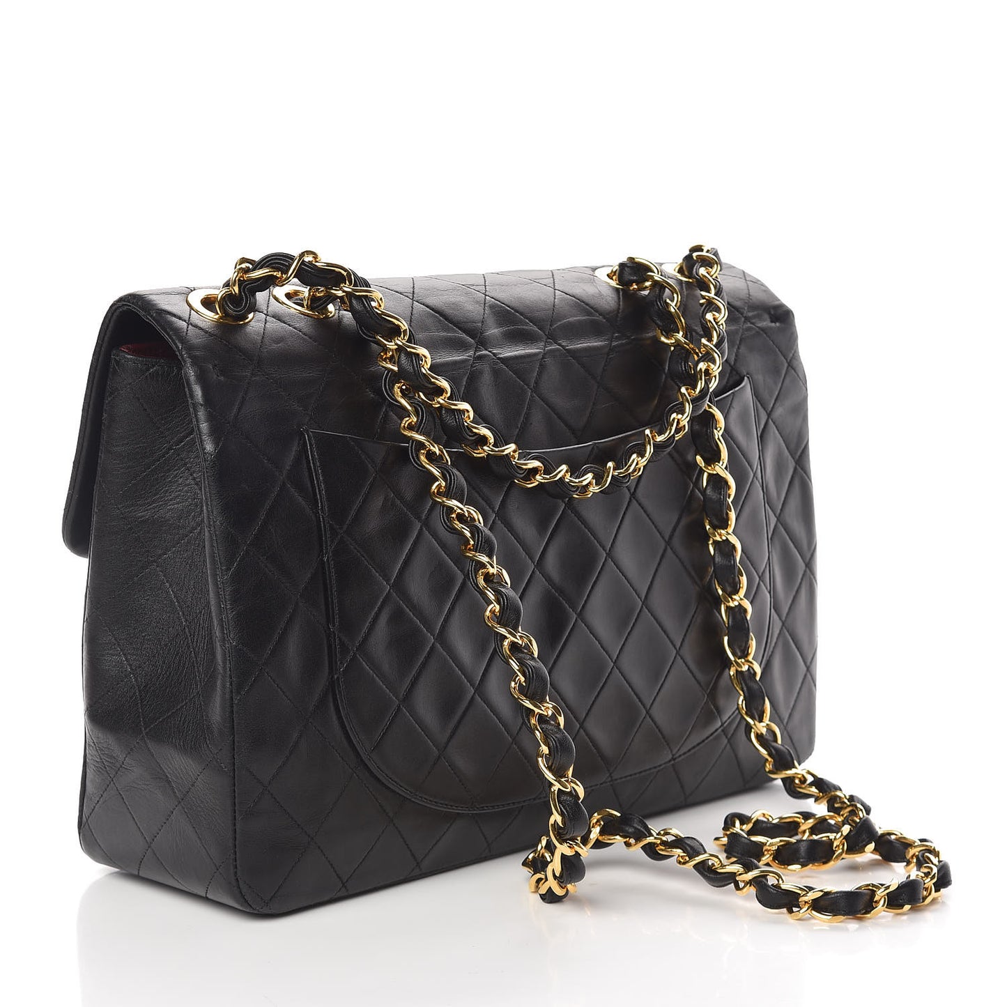 Lambskin Quilted XL Jumbo Single Flap Black