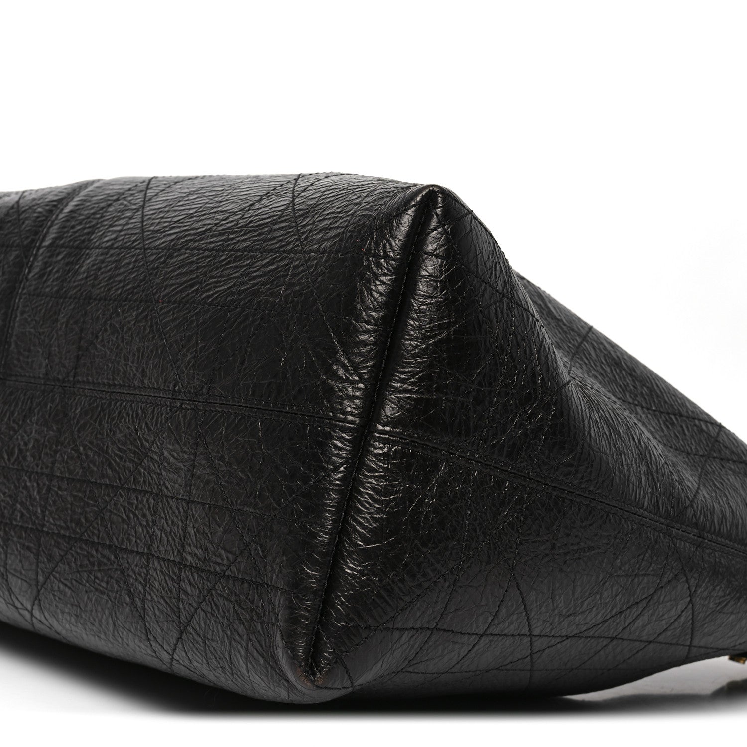 Christian Dior Crinkled Calfskin Macrocannage Large Voyage Bag Black 9 of 9