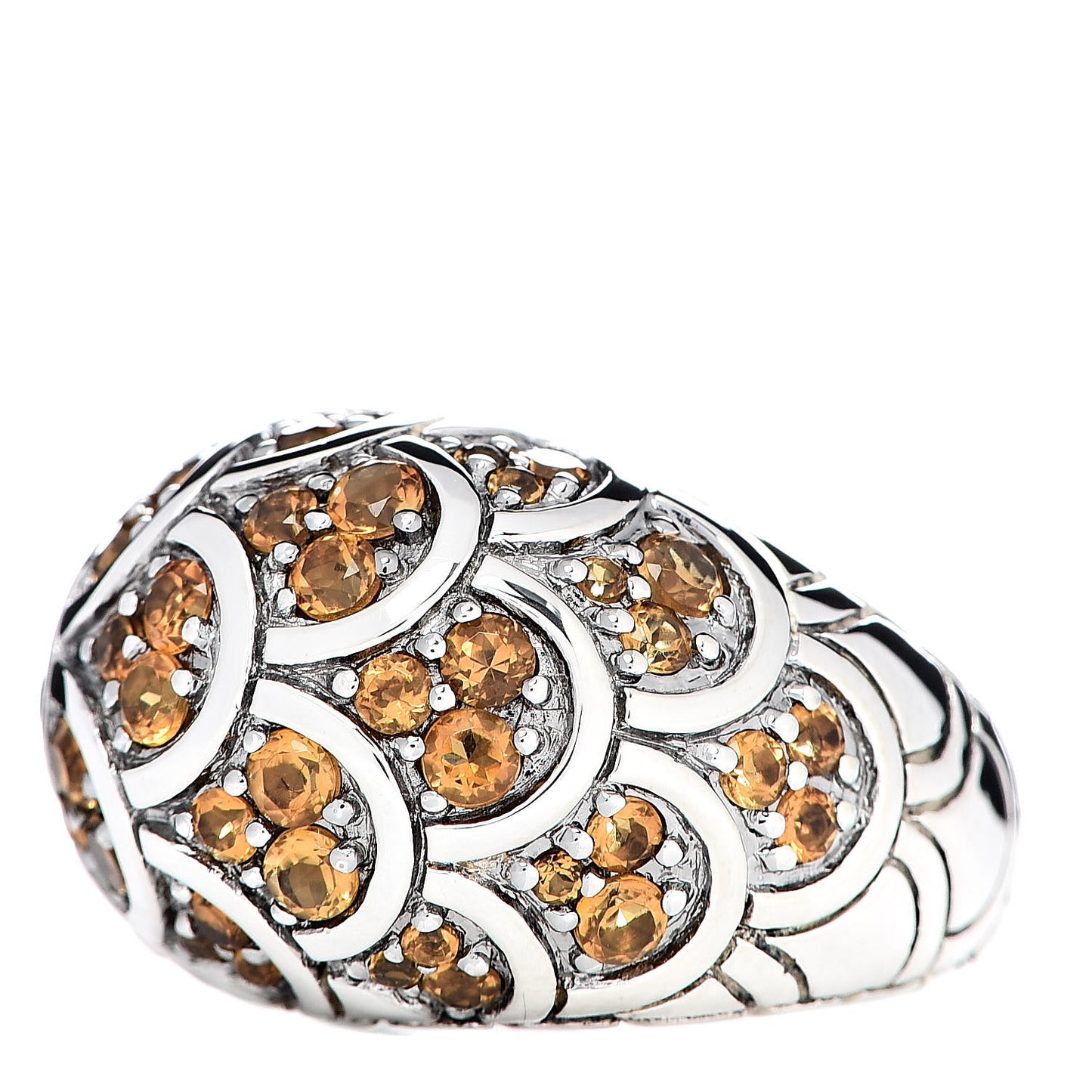 Sterling Silver Citrine Naga Dome Ring 54 7