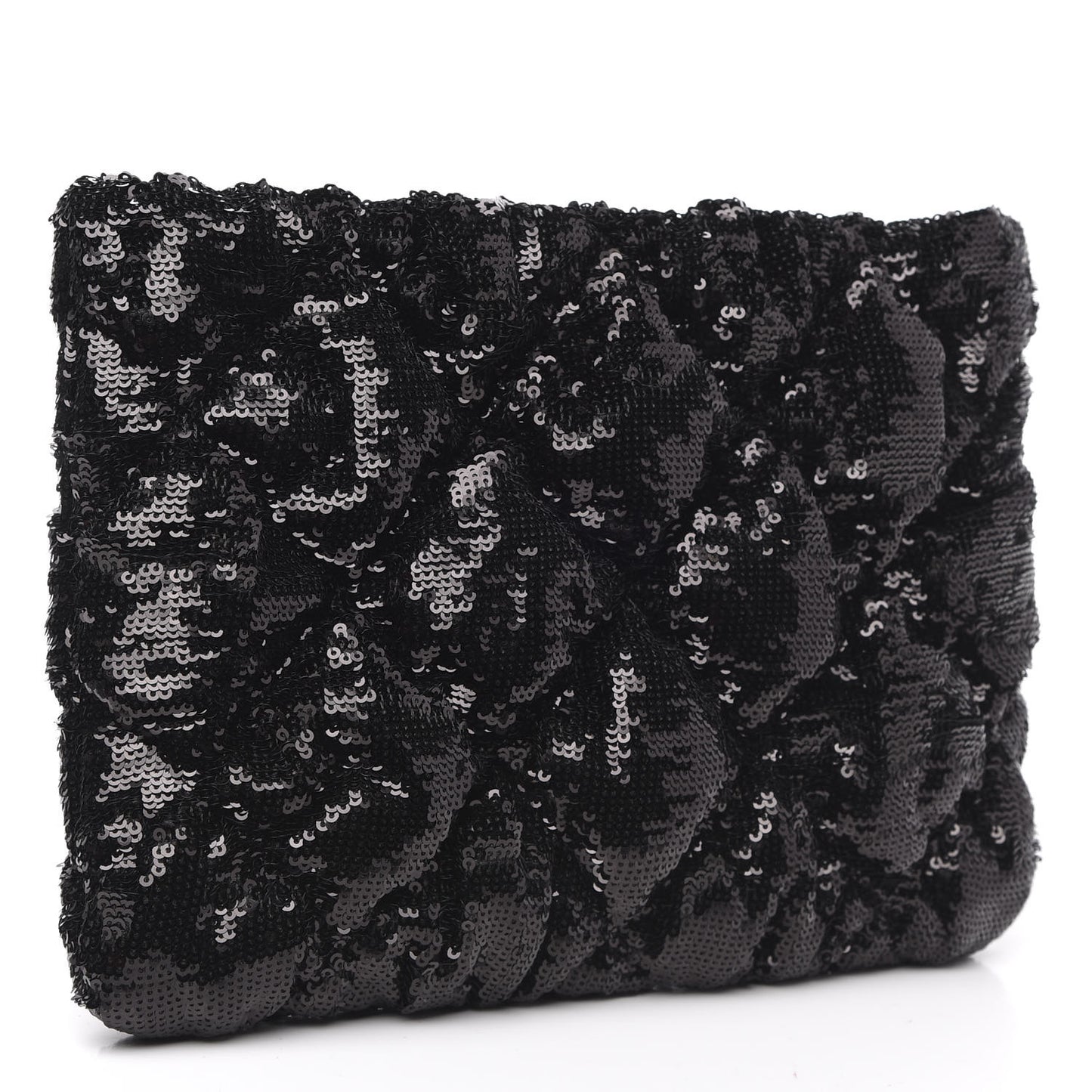 Sequins Quilted Large Chanel 19 Pouch Black