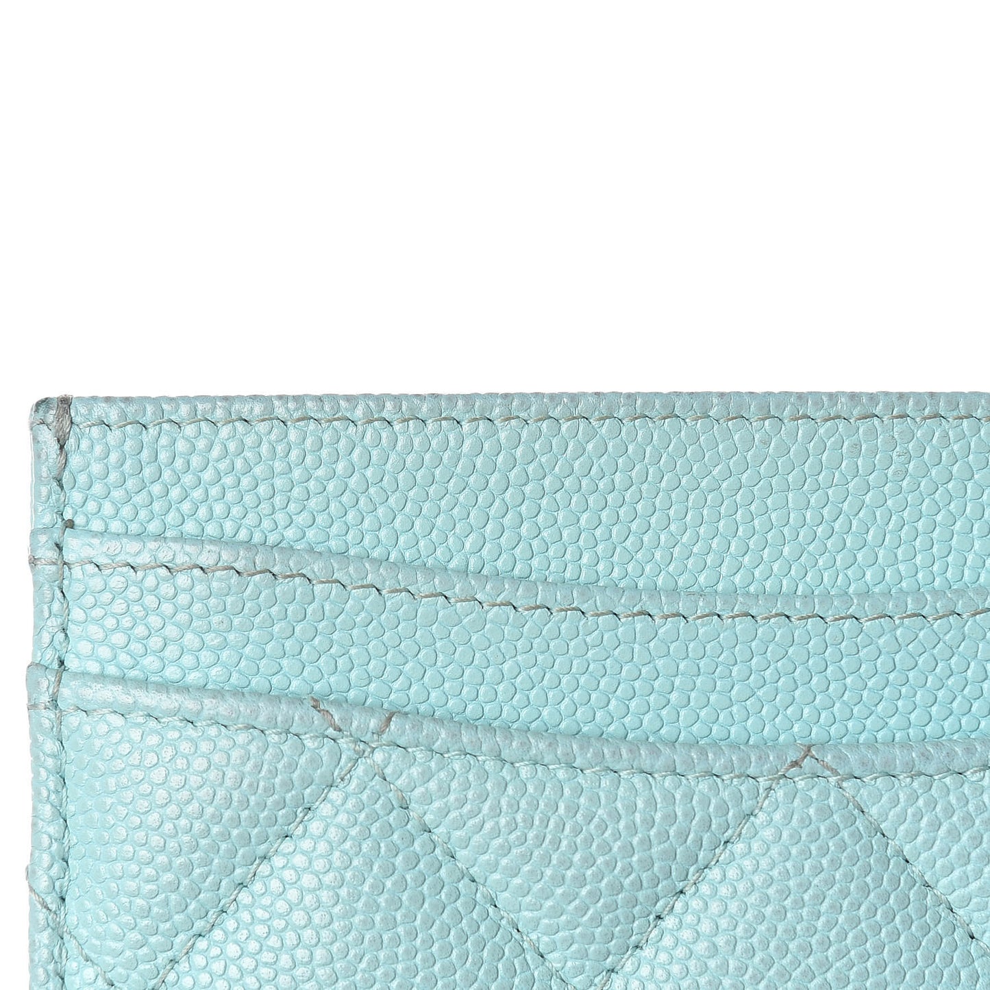 Caviar Quilted Card Holder Light Blue