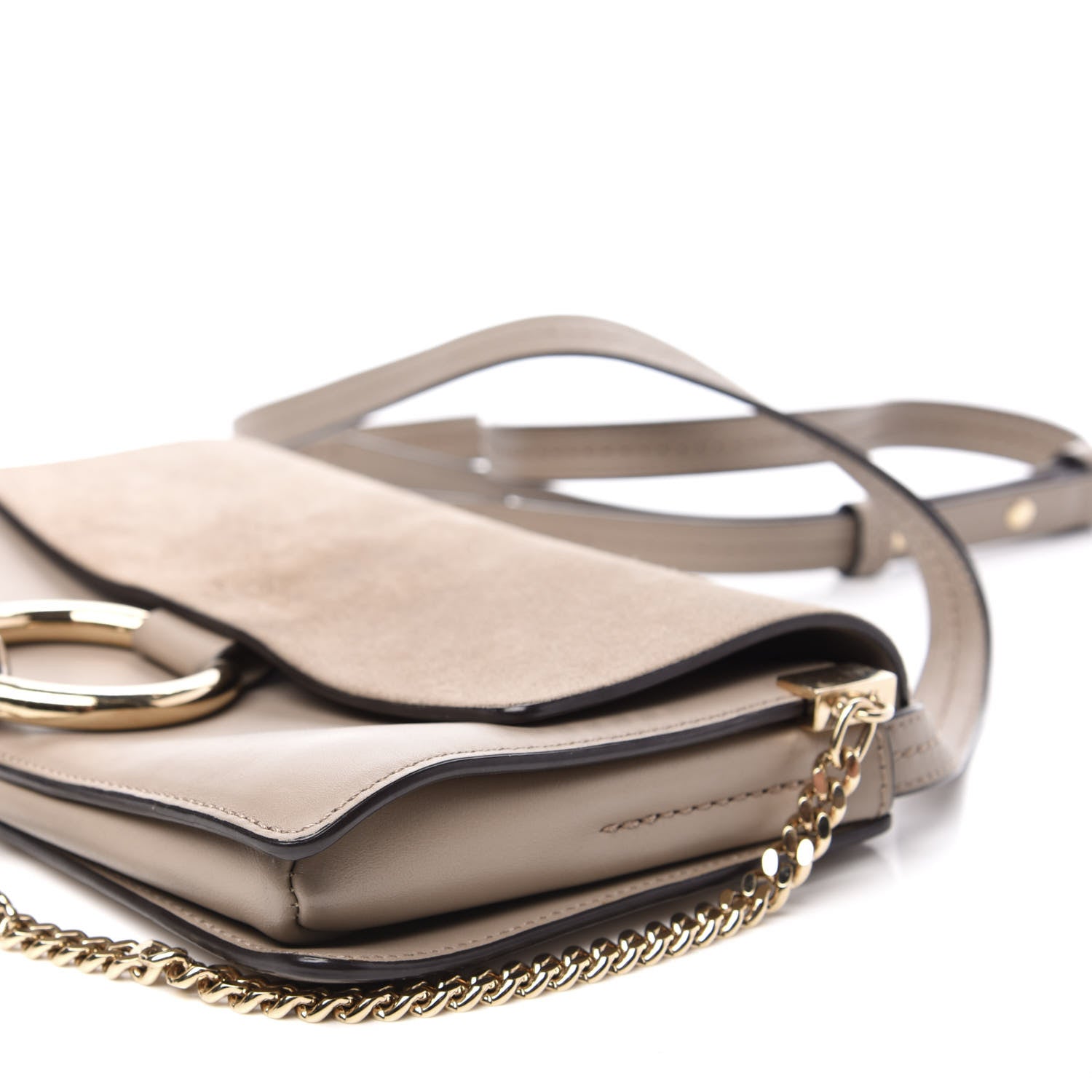 Chloe Suede Calfskin Small Faye Shoulder Bag Motty Grey 8 of 12
