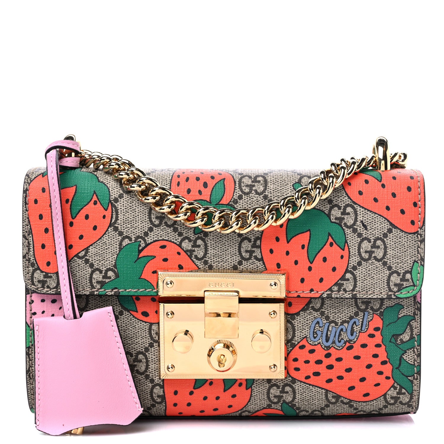 Gucci GG Supreme Monogram Strawberry Small Padlock Shoulder Bag 1 of 10