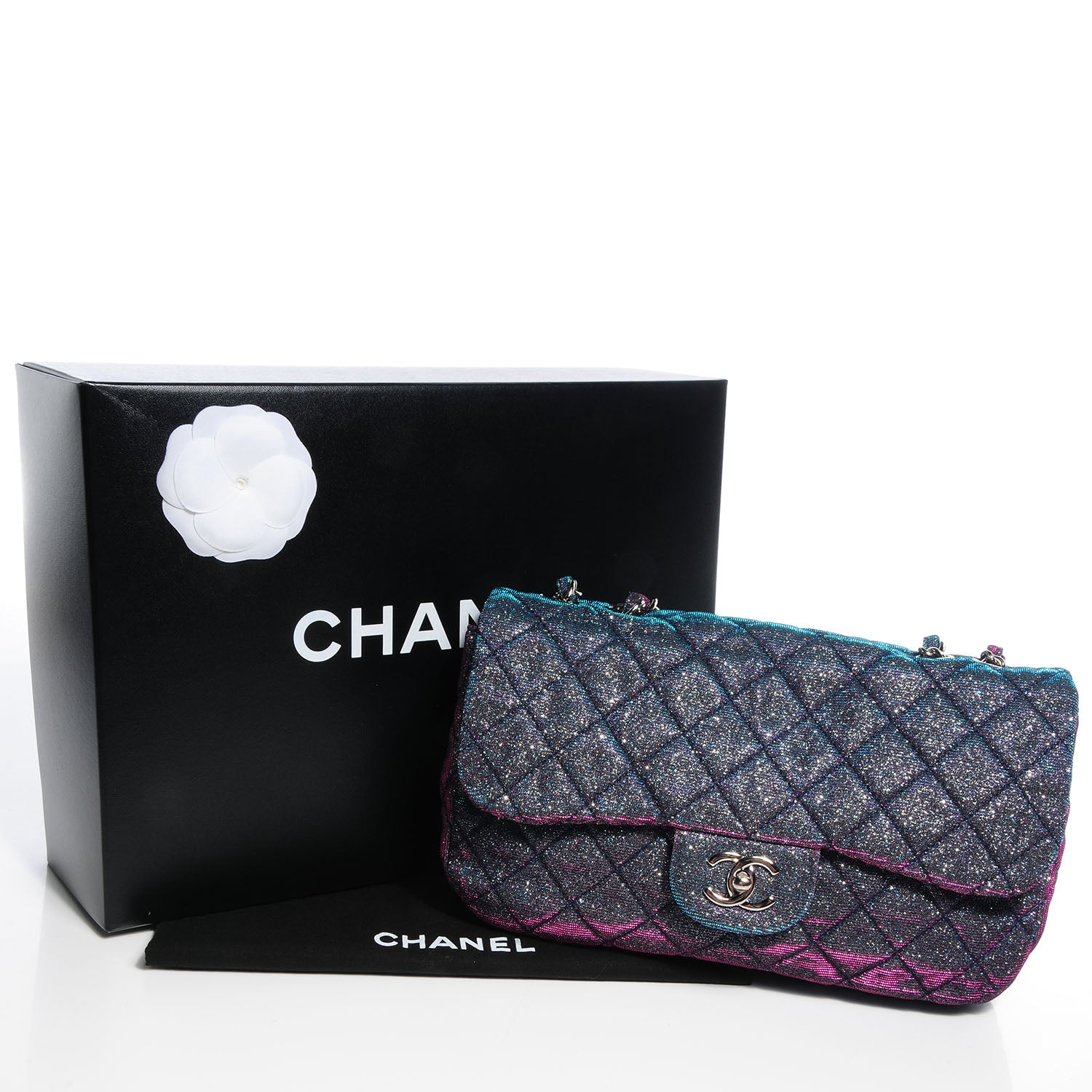 Chanel Iridescent Glitter Fabric Jumbo Single Flap Multicolor 5 of 9