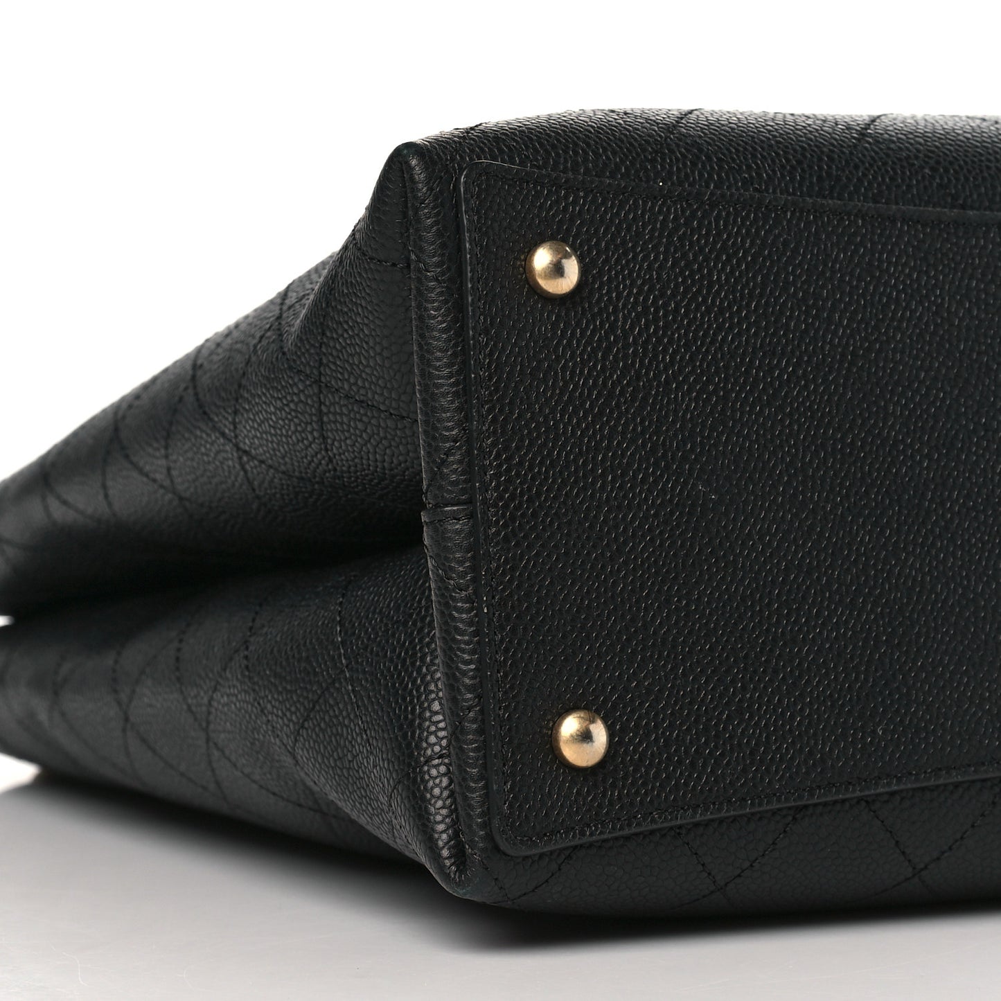 Caviar Stitched Large Shopping Tote Bag Black