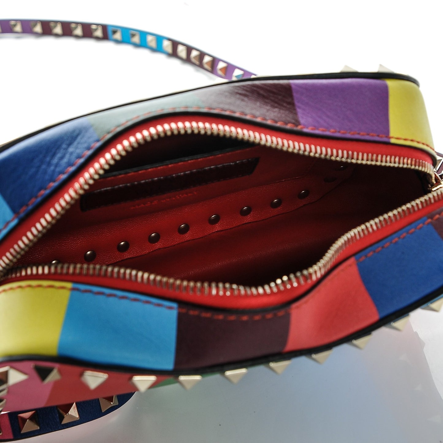 Vitello 1973 Rockstud Camera Crossbody Bag Multicolor