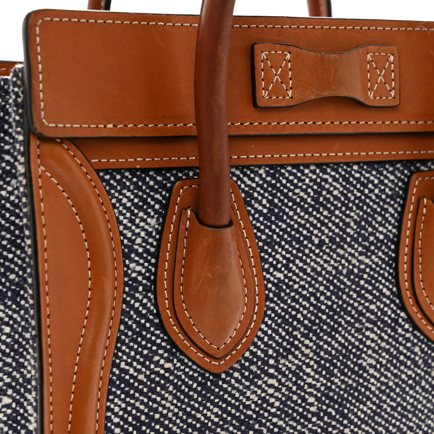 Smooth Calfskin Tweed Nano Luggage Tan