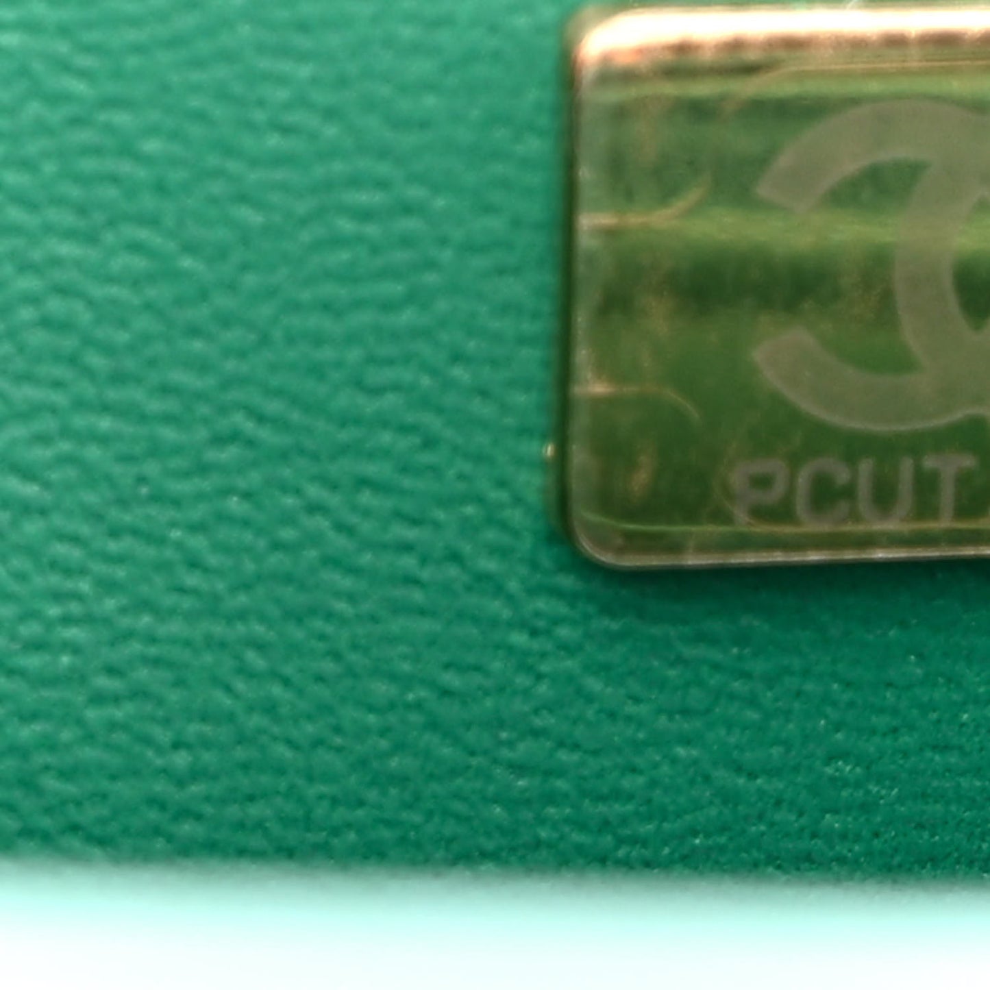 Iridescent Calfskin Quilted Mini Rectangular Flap Green