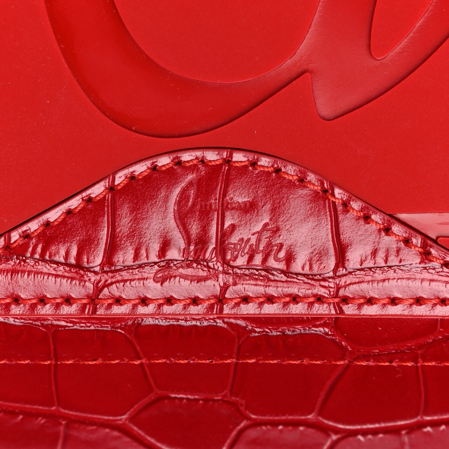 Christian Louboutin Crocodile Embossed Calfskin Spiked Small Cabarock Shopper Tote Red 12 of 13