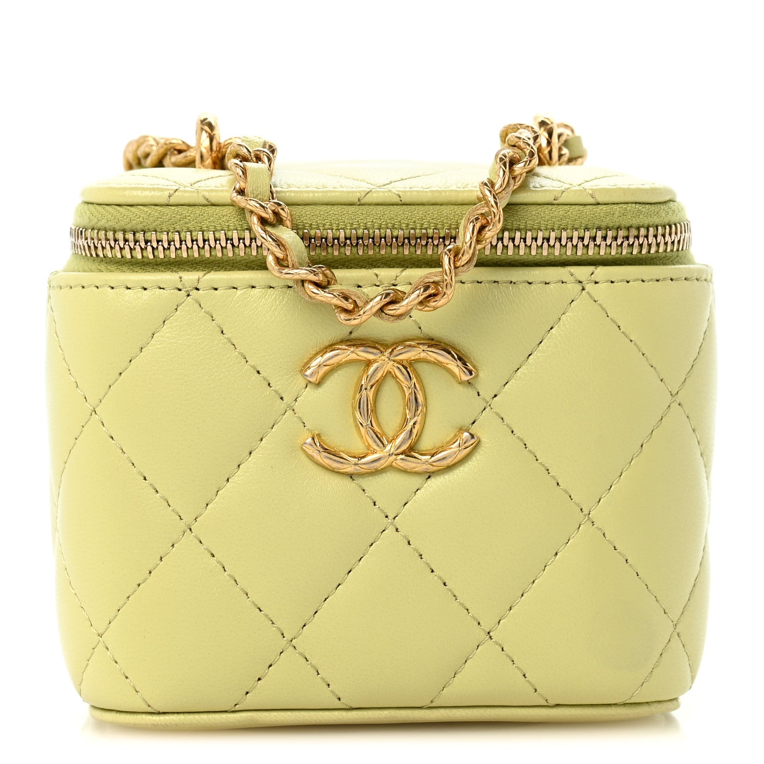 Chanel Lambskin Quilted CC Mini Vanity Case With Chain Light Green 1 of 10