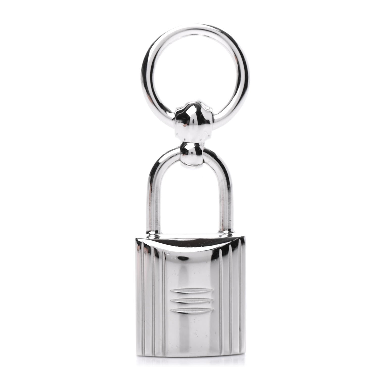 Hermes Palladium Mini Loop Charms Cadenas Scarf Ring Silver 1 of 5