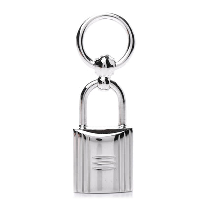 Hermes Palladium Mini Loop Charms Cadenas Scarf Ring Silver 1 of 5