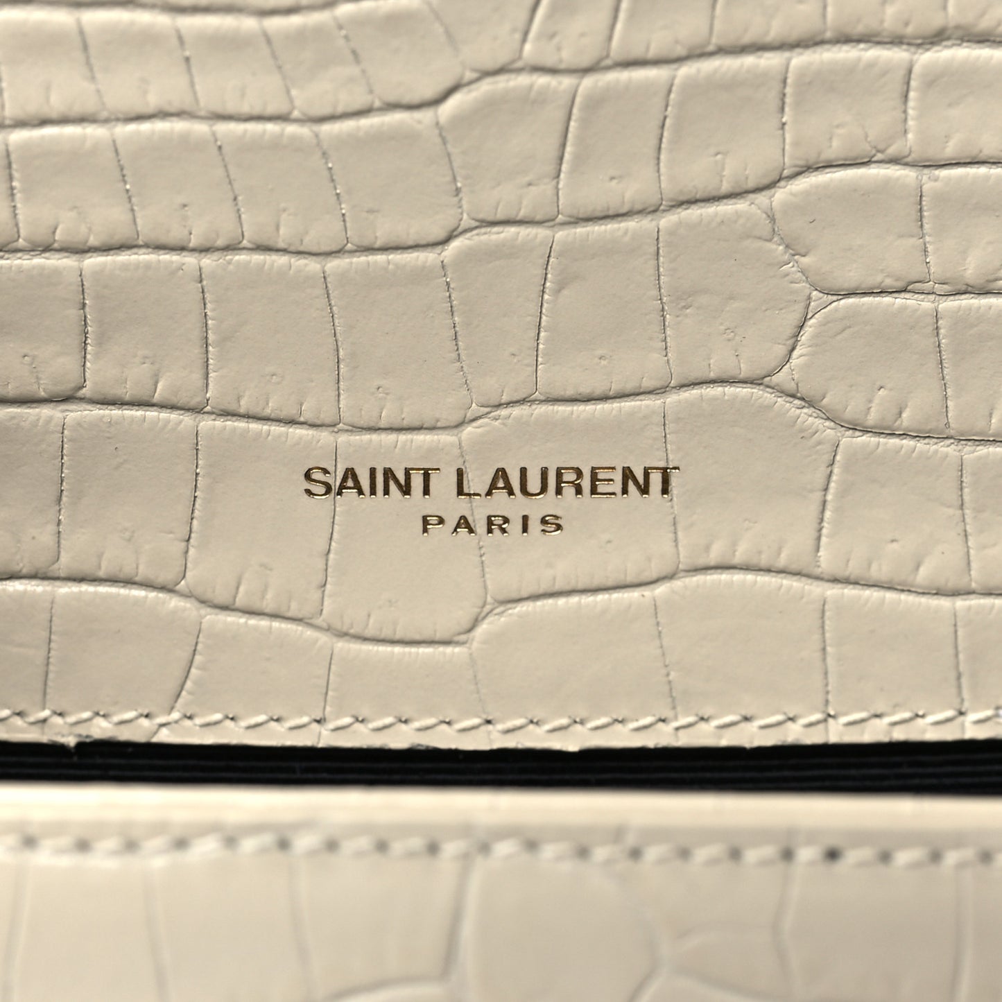 Calfskin Crocodile Embossed Small Classic Monogram Kate Tassel Satchel Crema Soft