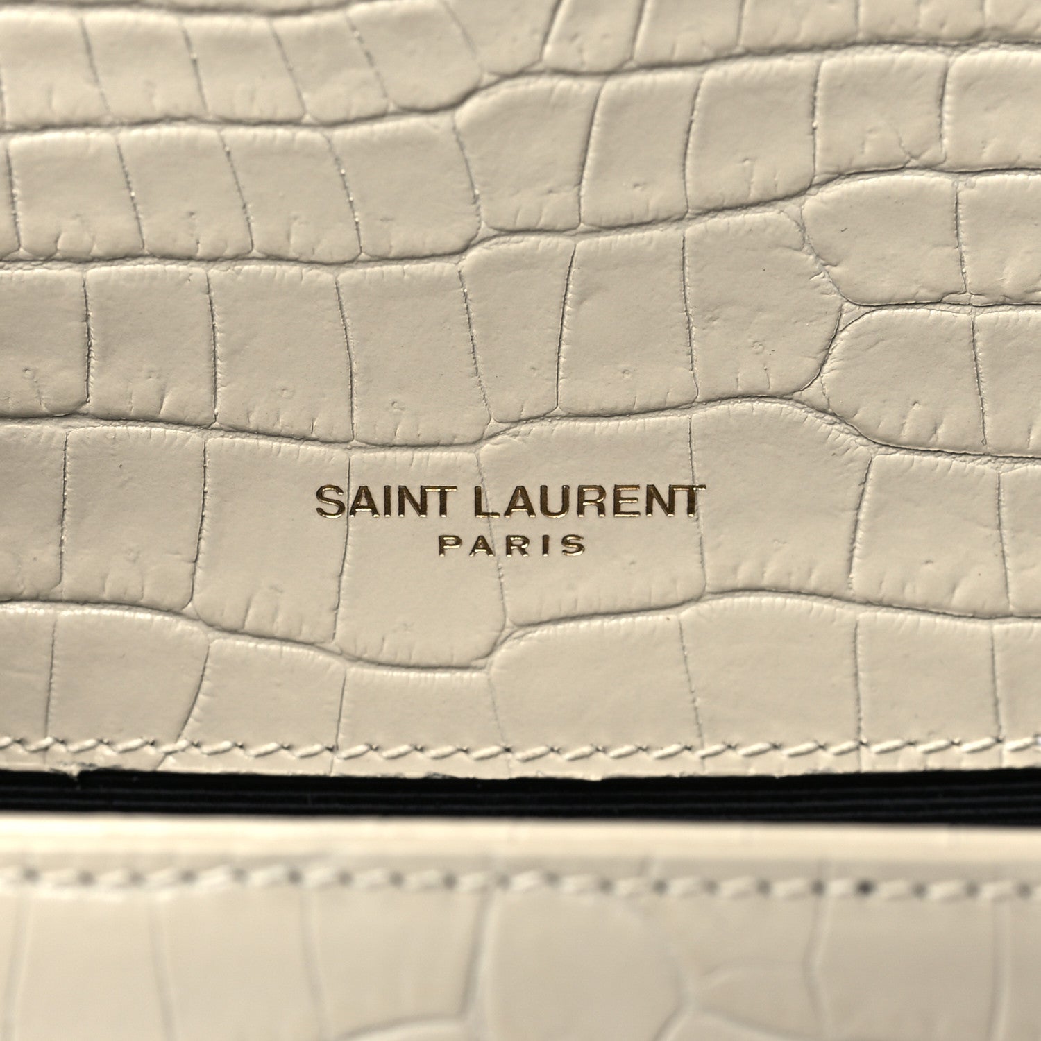 Saint Laurent Calfskin Crocodile Embossed Small Classic Monogram Kate Tassel Satchel Crema Soft 6 of 9