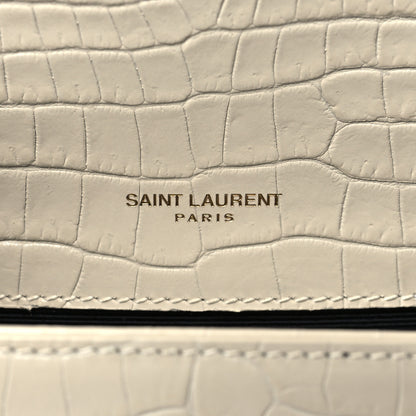 Saint Laurent Calfskin Crocodile Embossed Small Classic Monogram Kate Tassel Satchel Crema Soft 6 of 9