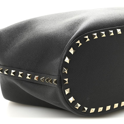 Valentino Garavani Grained Calfskin Small Rockstud Tote Black 8 of 10