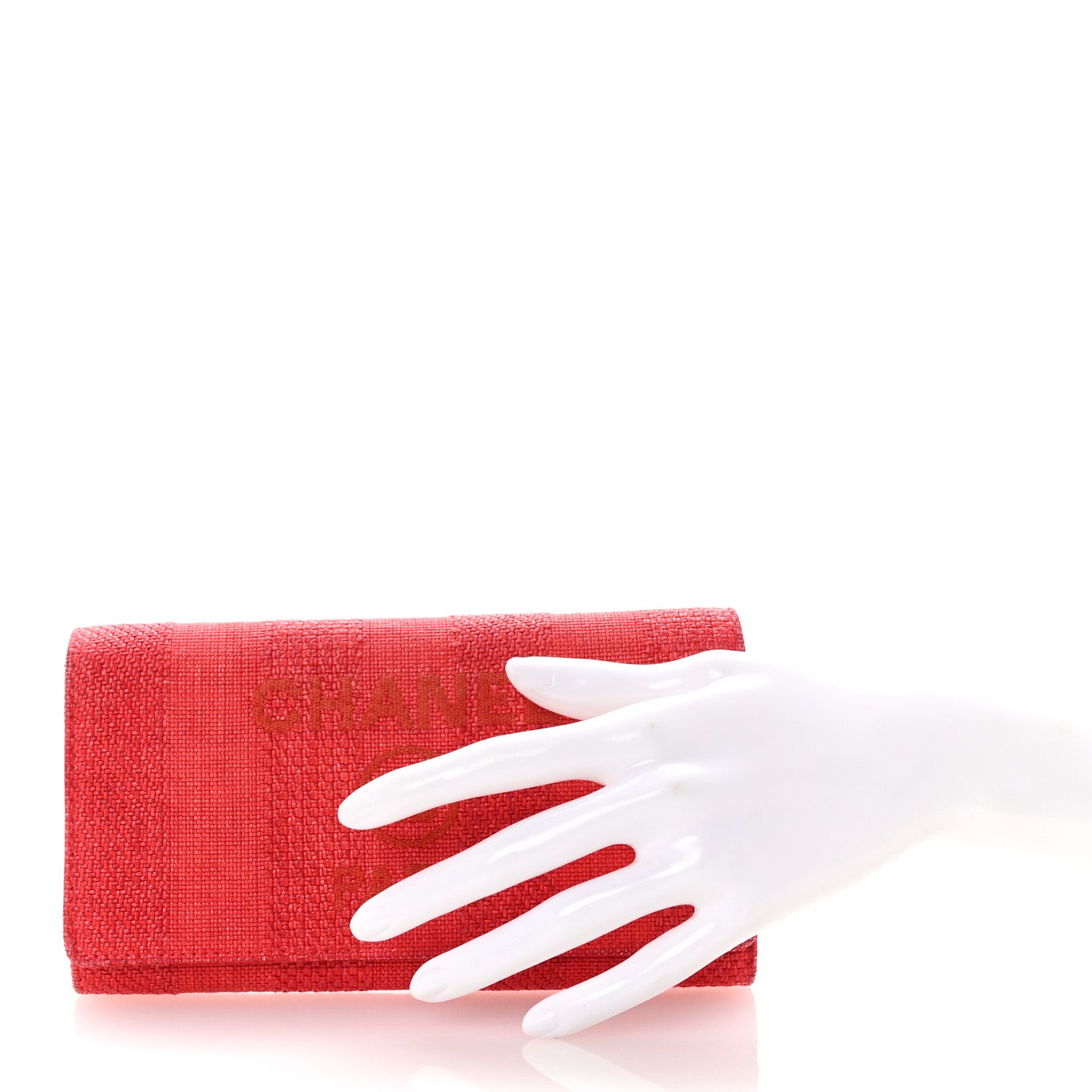 Chanel Canvas Deauville Flap Wallet Red 2 of 8