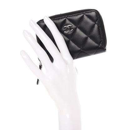 Chanel Lambskin Quilted Zip Coin Purse Black 2 of 11