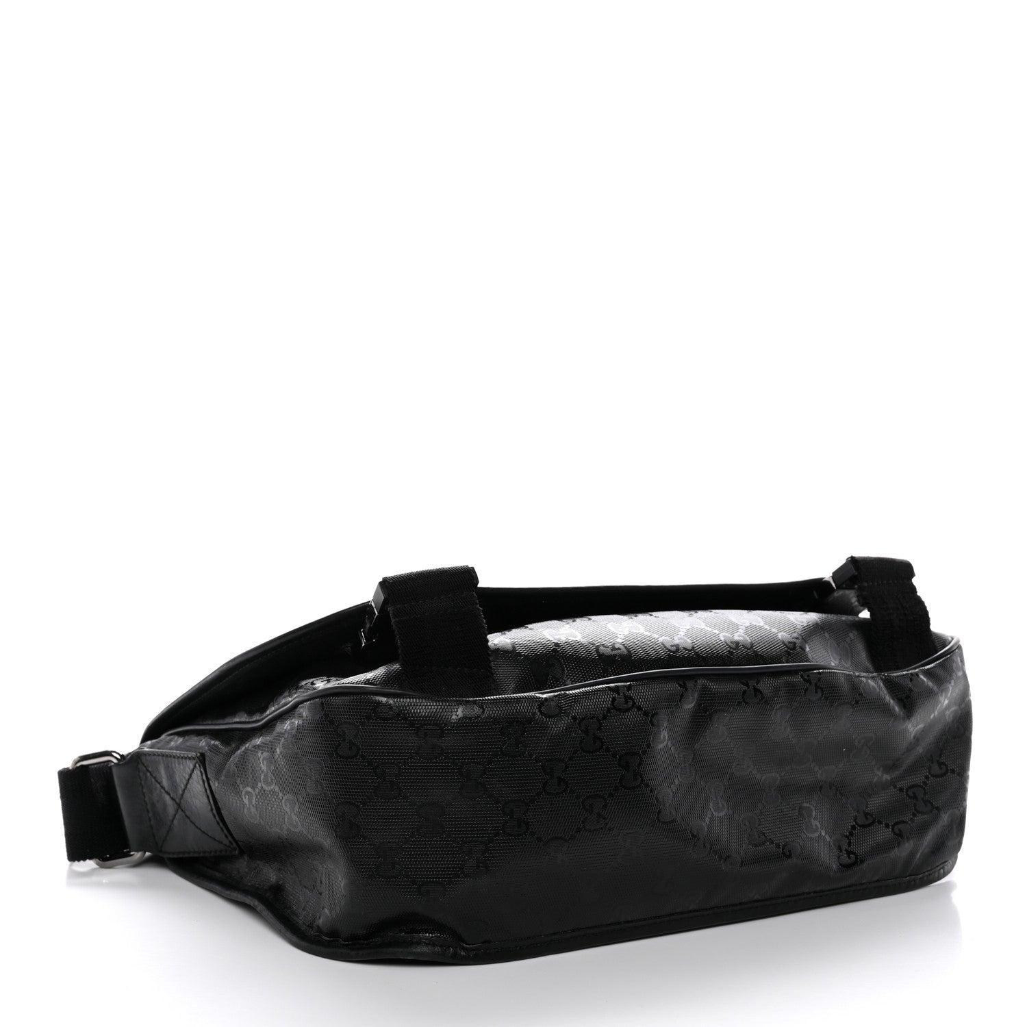 Gucci Imprime Monogram Medium Double Buckle Flap Messenger Bag Black 4 of 14
