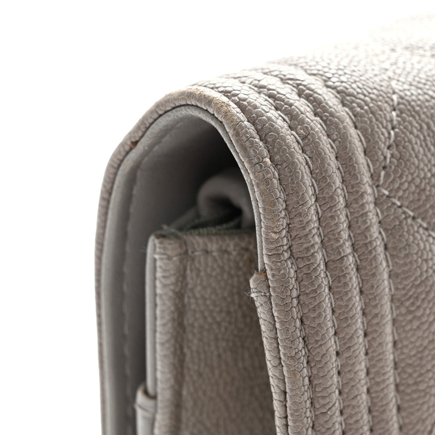 Caviar Quilted Boy Wallet On Chain WOC Grey