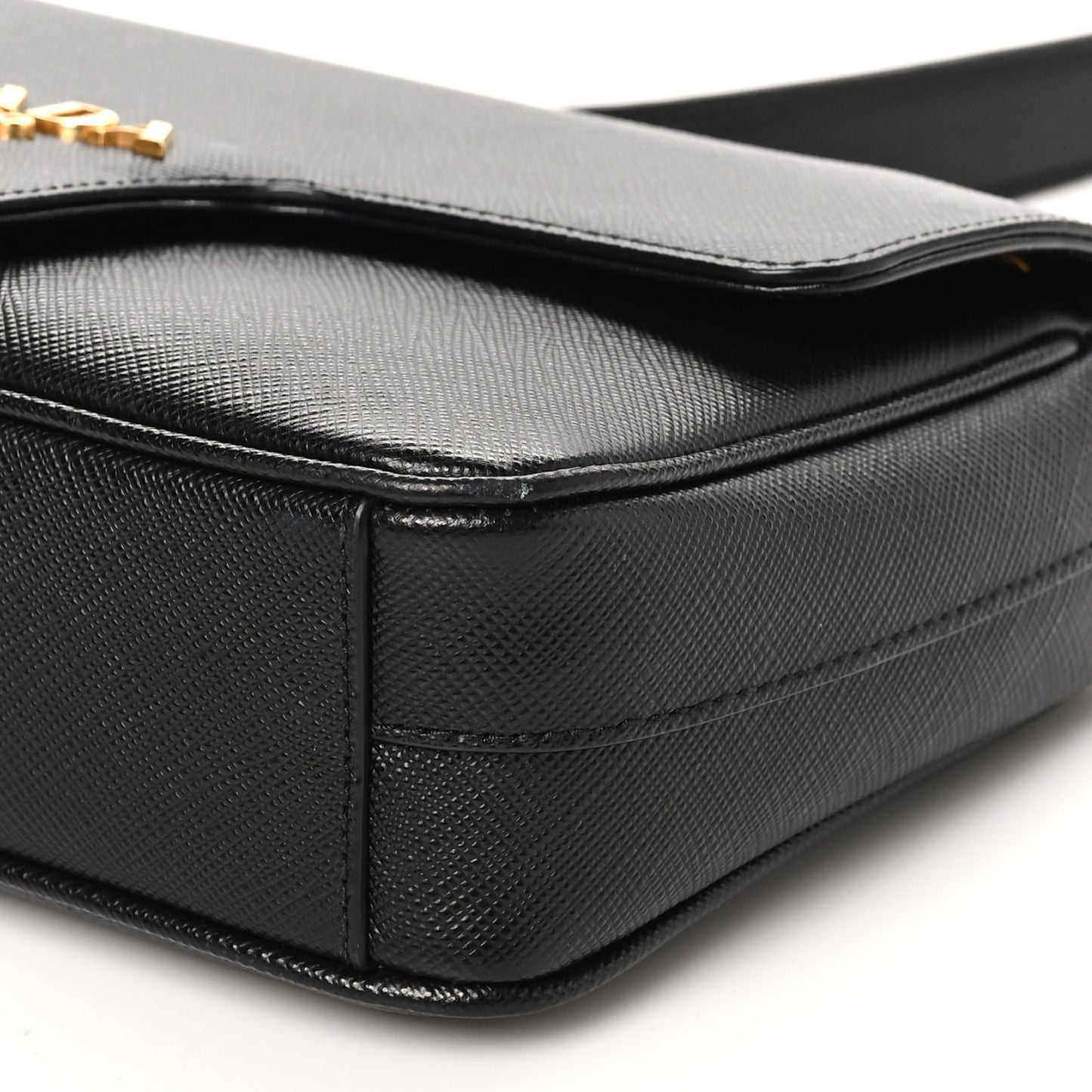 Saffiano Flap Shoulder Bag Black