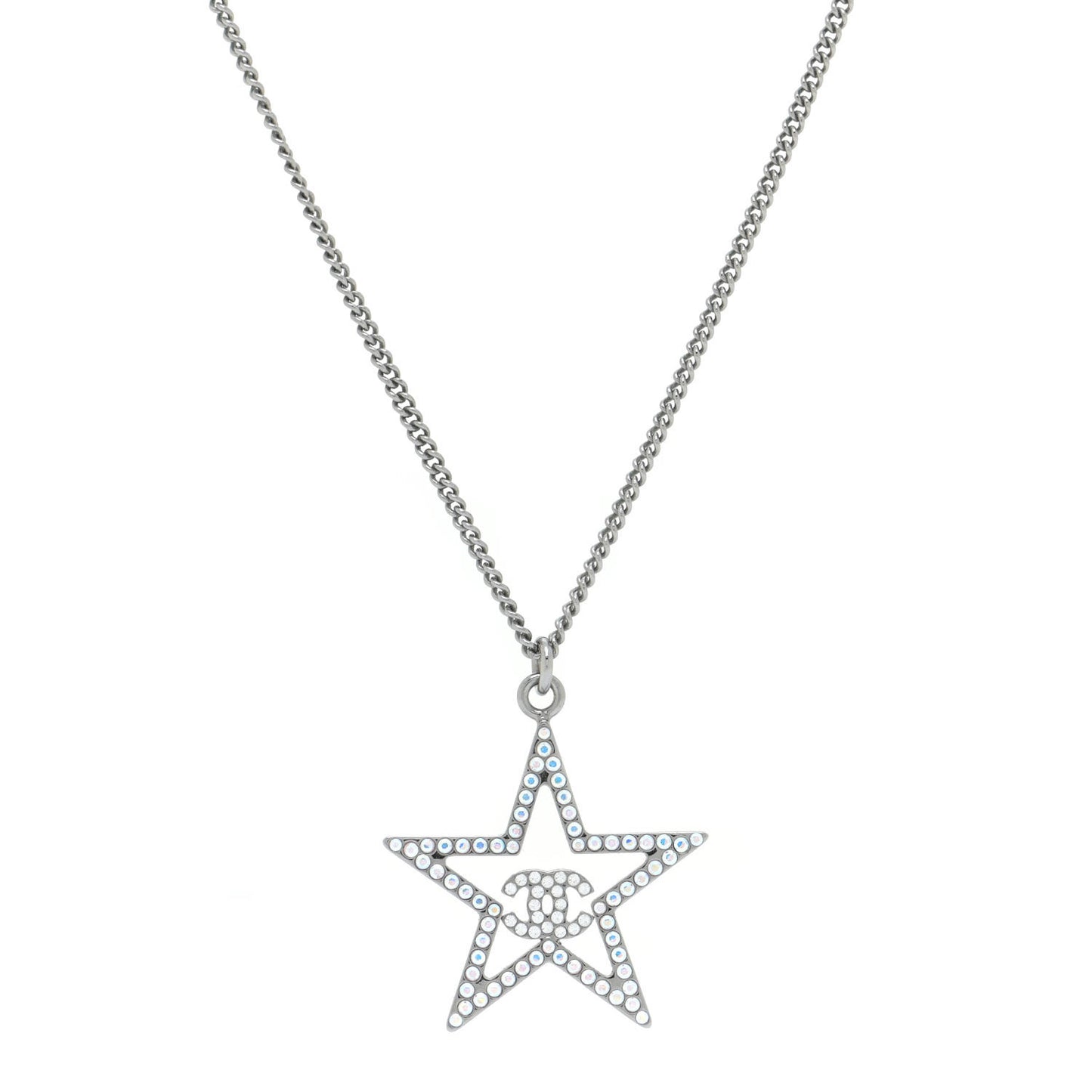 Ruthenium Crystal Star CC Necklace Iridescent Pink
