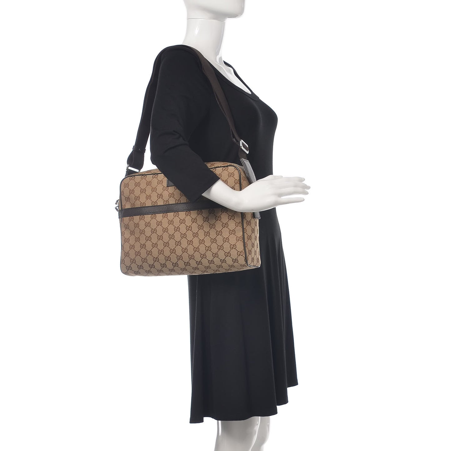 Monogram Dollar Calfskin Large Camera Case Beige Ebony Testa di Moro Marrone Scuro
