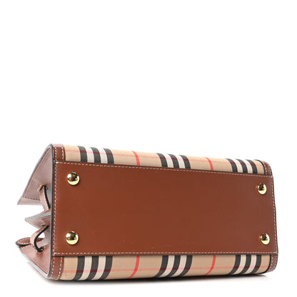 Burberry Calfskin Vintage Check Mini Two Handle Title Bag Archive Beige 4 of 10