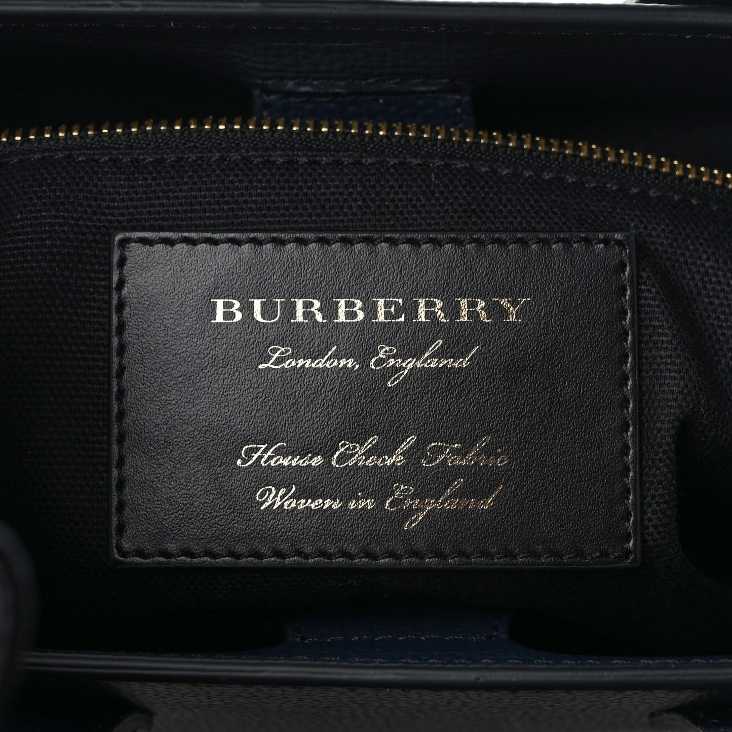 Derby Calfskin House Check Small Banner Tote Ink Blue