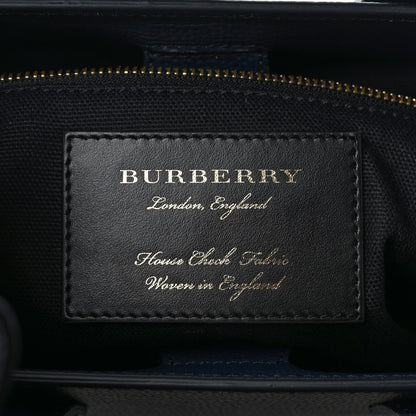 Burberry Derby Calfskin House Check Small Banner Tote Ink Blue 6 of 9