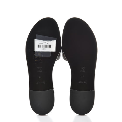 Louis Vuitton Patent Calfskin Monogram LV Black Heart Flat Mules 37 Cacao 5 of 8